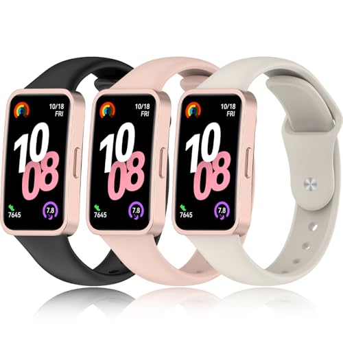 Super Soft Compatible Huawei Band 9/10/8 Straps with Metal Connectors - Black, Starlight, Pink