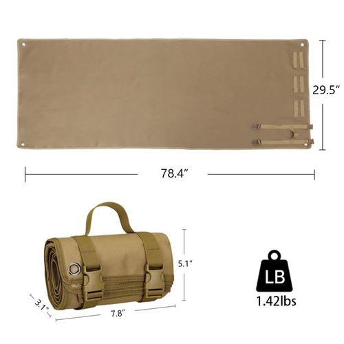 Outdoor Camping Tactical Training Shooting Mat Anti Slip Pad, Waterproof and Moisture-Proof Folding Mat Picnic Blanket Portable with Carry Strap (Khaki)
