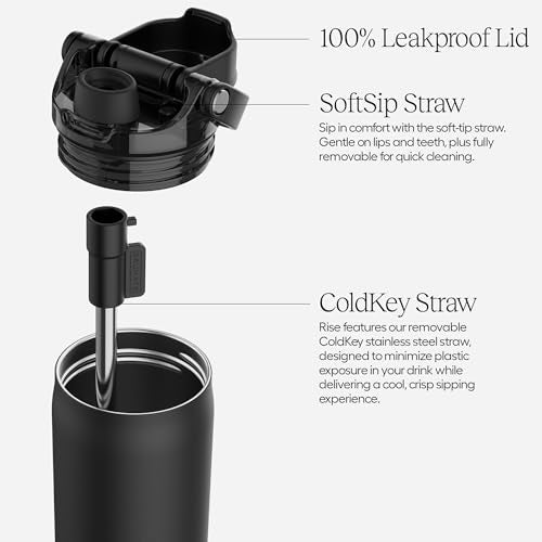 Insulated 25oz Water Bottle with Leakproof Silicone Straw - BPA-Free Stainless Steel Drinkware