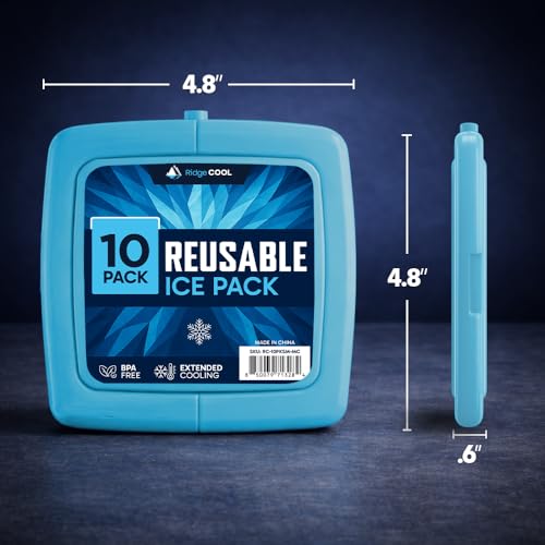 4 Pack Reusable Large Ice Packs for Cooler, Long-Lasting Freezer Packs for Camping and Travel - Variation of Lunch Boxes 10 Pack