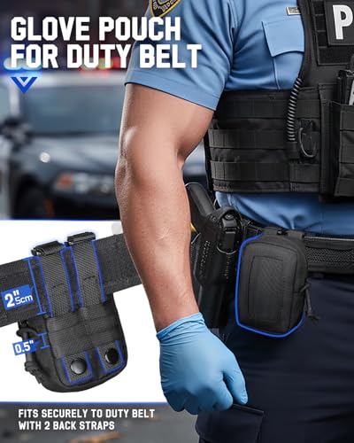 Police Duty Glove Holder Pouch with Molle System - Black