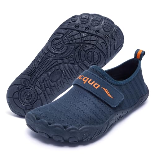 Kids Water Shoes Non-Slip Beach Shoes for Boys and Girls - Navy, Big Kid