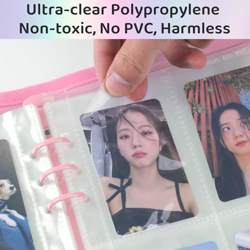 Pink A5 Photocard Binder with 200 Pockets for K-Pop Collectibles