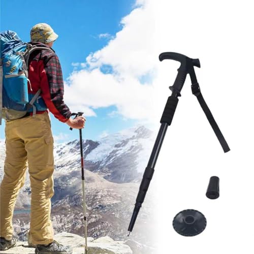 Black Aluminum Trekking Poles - Collapsible Hiking Poles for Outdoor Activities