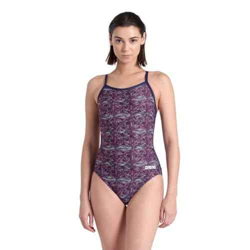 ARENA Womens Performance Women's Abstract Tiles Light Drop Back Swimsuit