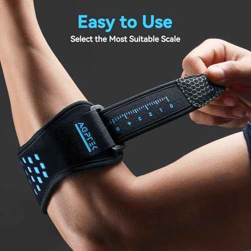 AGPTEK 3D Air Cushion Elbow Brace for Tendonitis and Tennis Elbow Pain Relief, Golfers Elbow Support Strap Counterforce Arm Band Epicondylitis Clasp with Compression Pad for Men & Women, 1 Pack