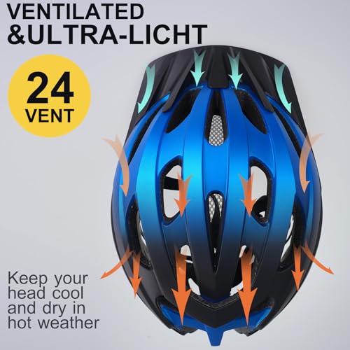 Lumdeer RC1 Bike Helmet for Adults - Superior 24 Airflow Road Cycling Bicycle Helmet Lightweight, USB Rechargeable Light, Ajustable Dial &Strap, Magnetic Goggles or Visor