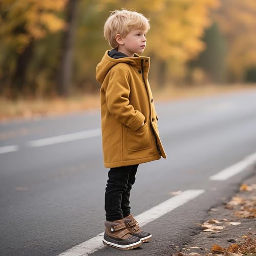 Toddler Boys Girls Ankle Boots - Fall & Winter Shoes, Dark Brown 6
