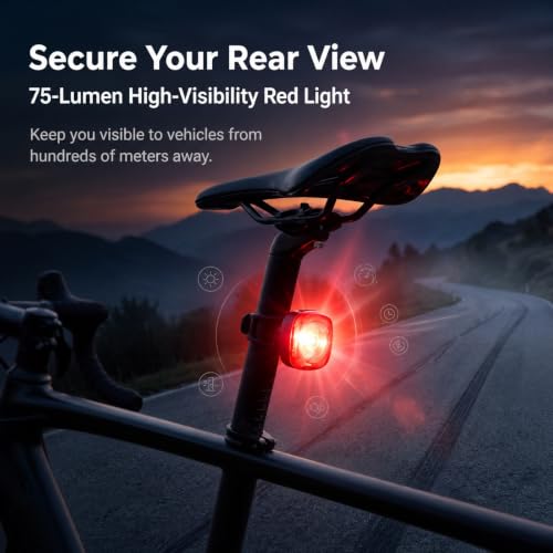Bike Light Set with USB-C Charging Case Front and Rear - 5 Modes, Waterproof