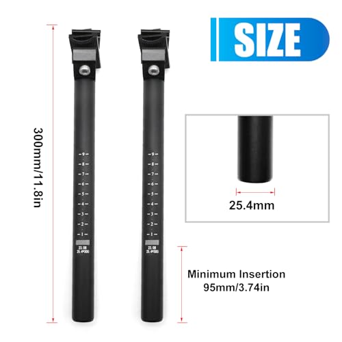 25.4MM Bicycle Seat Post with Adjustable Clamp - 300MM Length