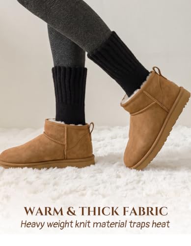 Thermal Women’s Boot Socks 3 Pairs - Thick Cozy Winter Socks, Black/Grey/Beige, Variation 5-9