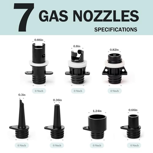 Paddle Board Pump Adapter Hose, Universal Sup Pump Adaptor Hose with 7 Air Valve Nozzles Fits for Most Sup Pump, Swivel Threaded Connector, Inner Diameter 0.9inch
