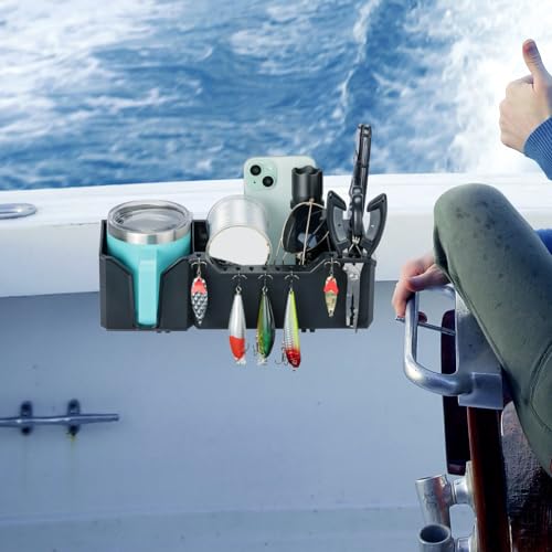 Large Boat Cup Holder with Drainage - Marine Caddy Organizer for Kayaks, Pontoon & Bass Boats