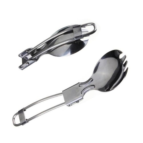 yizhichun 2 Pcs Foldable Cutlery Stainless Steel Folding Spork Lightweight Outdoor Spoon Fork for Hiking Survival Camping Travel