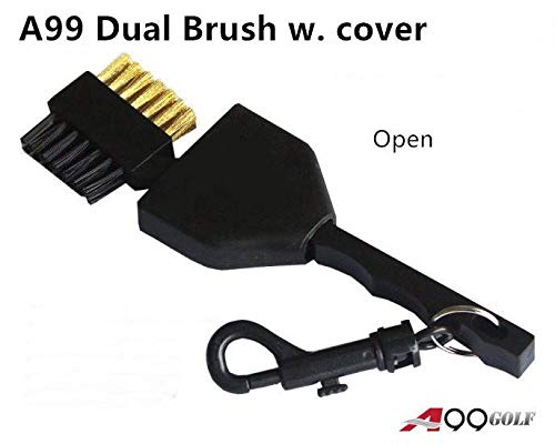 Golf Club Brush & Groove Cleaner with Retractable Cover - Dual-Sided Design