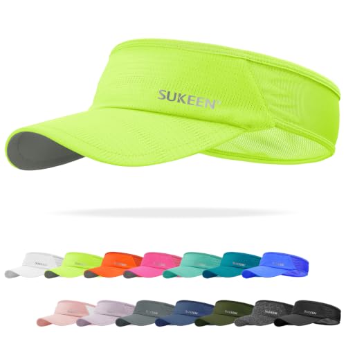 Lightweight Sports Sun Visor Hat for Men and Women - Fluorescent Yellow, One Size