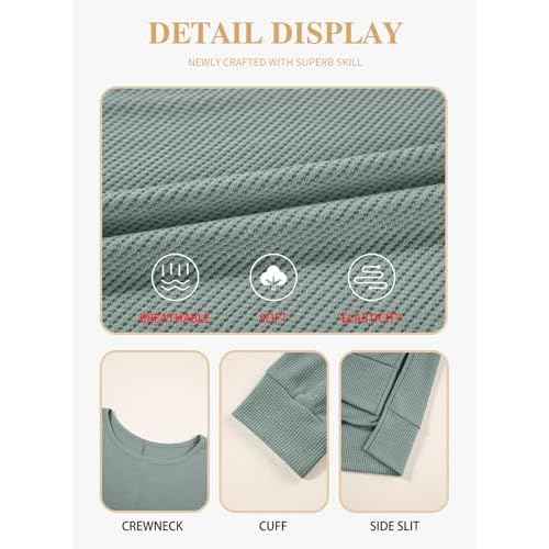 Eytino Womens Plus Size Sweatshirts Crewneck Waffle Knit Long Sleeve Side Slit Casual Pullover Sweatshirt Tops(1X-5X)