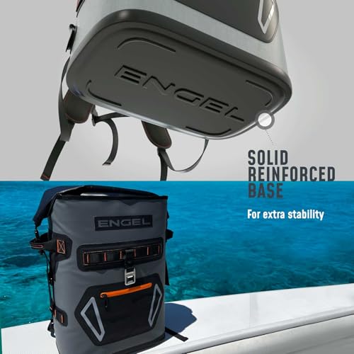 Engel BP25-LG Red 25 Quart Roll-Top High Performance Backpack Cooler Light Gray/Lime