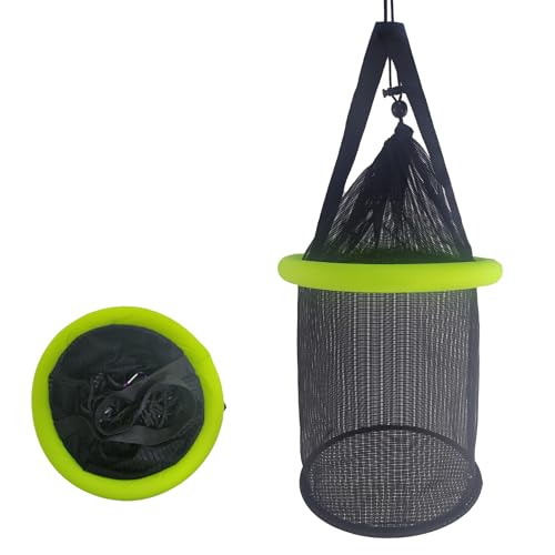 Aventik 5 Gallon Lime Green Floating Fish Basket Mesh Net Cage for Live Bait Storage