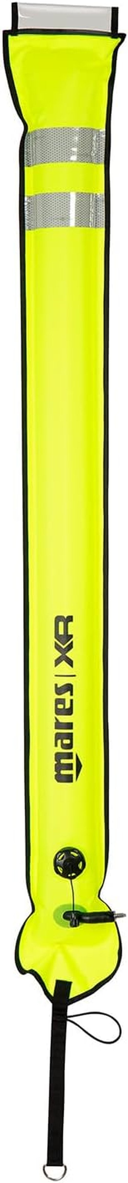 Mares XR Line SMB Emergency Yellow Technical Diving Water Safety High-Visibility Marker Buoy, Reflective Stripe, 1.8m Length