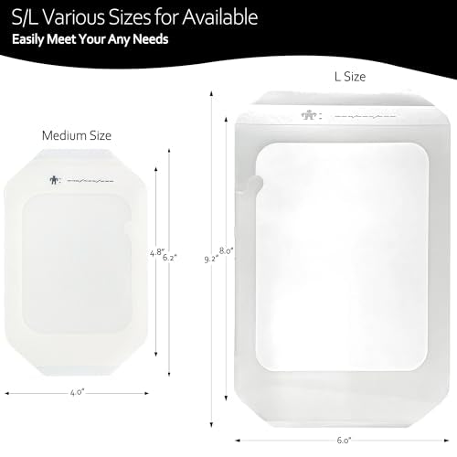 Transparent Film Dressing, 6"x 8" 20 Packs Clear Waterproof Bandage for Wound Care or IV Shield, Tattoo Aftercare Bandage, Scar Therapy, Adhesive Patches for Swimming, Showering, Wounds