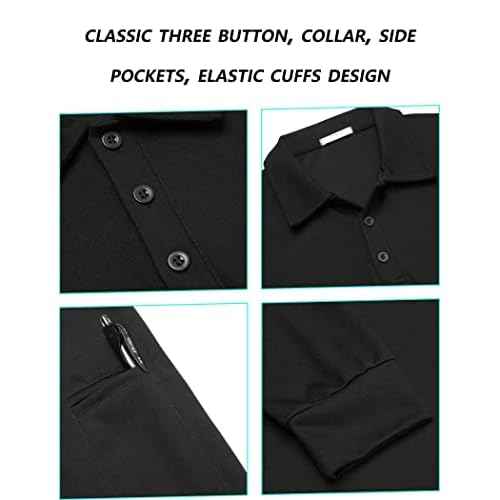 Deyeek Men's Polo Shirts Long Sleeve Golf Polo Shirts for Men Quick Dry UPF 50+ Sun Protection Polos Casual Collared Shirts