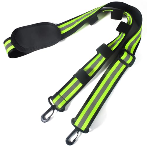 HYS 4.99ft Reflective Adjustable Shoulder Strap with Elastic to Secure Handheld Radio Mic clip - Thick Padded Non-Slip Design for Walkie Talkie Holsters & Crossbody Bags - Durable Swivel Hooks