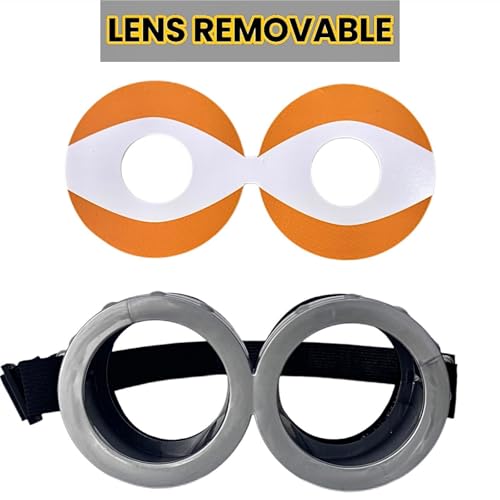 3Pcs Halloween Costumes Accessories for Men Women Adult Cosplay, Goggles Glasses Yellow Hat Black Gloves