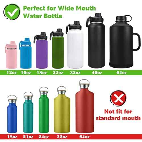 Spout Lid for Hydro Flask Wide Mouth Sport Water Bottles,2 Pack Replacement Lids for Most 12,14,16,18,20,22,32,40,64oz Wide Mouth Water Bottles with Handle Easy to Carry (Black2)