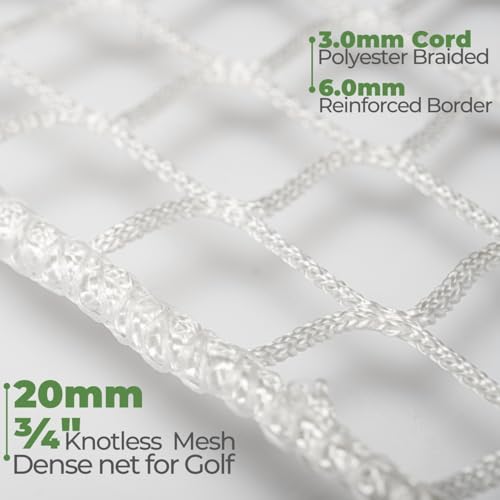 Heavy-Duty Golf Impact Net 10x10 White Mesh Reinforced for Indoor & Outdoor Practice - Morelux