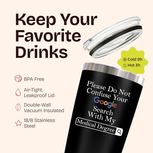 Medical Degree Mug for Doctors - Black 20oz Tumblers Gifts for Physicians