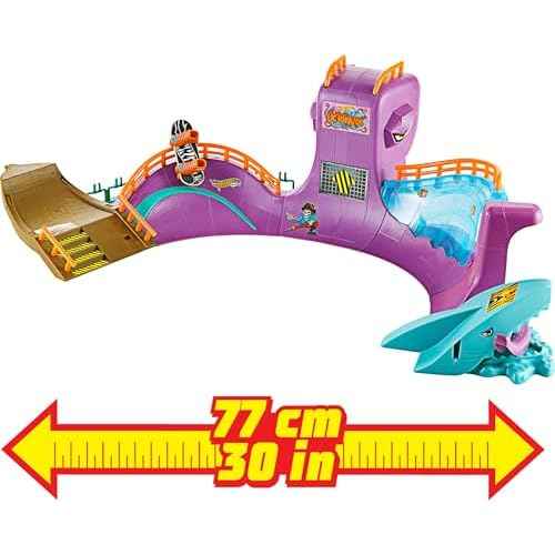 Hot Wheels Skate Octopus Skatepark Playset with Tony Hawk Fingerboard & Pair of Removable Skate Shoes, Includes Storage