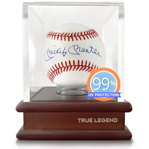 Baseball Display Case with UV Protection and Wooden Base - Clear Acrylic Holder