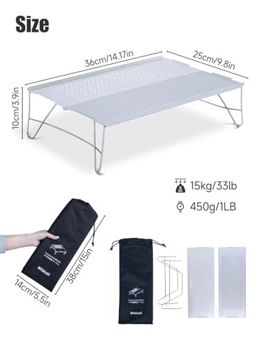 WildCall Ultralight Backpacking Folding Camping Table - Silver