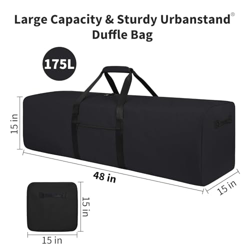 Urbanstand Foldable 48 Inch Travel Duffel Bag Lock Zipper Black 2 Pack