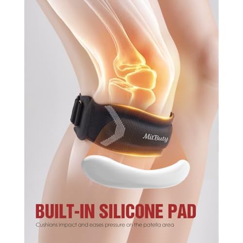 Patellar Tendon Support Strap with Silicone Pad (2 Pack) Adjustable Patella Knee Brace for Men, Women & Youth, Knee Protector Band & Relief Strap for Running, Sports & Daily Activities