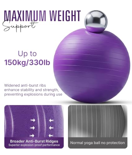 ROMIX Pregnancy & Exercise Yoga Ball 30 Inch Purple with Pump