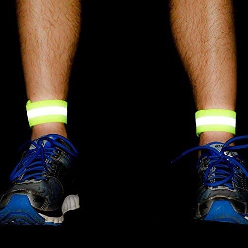 (2 Pack) High Visibility Reflective Bands Wristbands for Cycling Running Arm Wrist Ankle Bands Leg Straps and as Bike Pants Cuff Clip