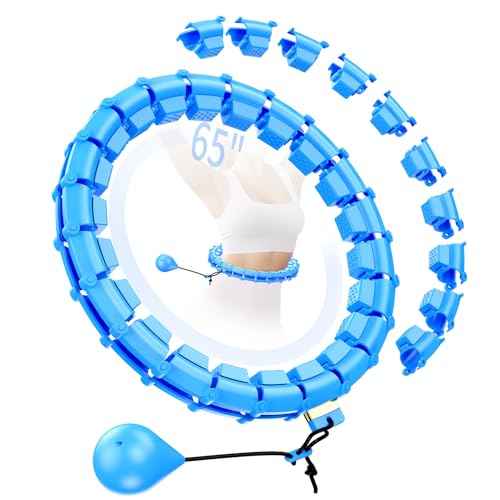 Skyrain Fit Hoop Weighted Waist Hoop for Adults Weight Loss at Home, Fitness Hoop with 32 Detachable Knots, 65 Inch Plus Size, Exercise Training Hoop for Women, Workout Equipment for Gifts