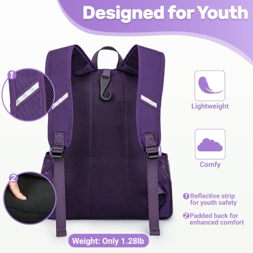 KAVIGOR Youth Baseball Bag Purple Camo T-Ball Backpack with Shoes Compartment