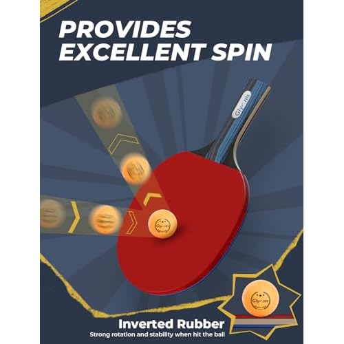 Glymnis Ping Pong Paddles Set Table Tennis Rackets with Balls, Storage Case for Indoor Outdoor Table Tennis Paddle Game Accessories