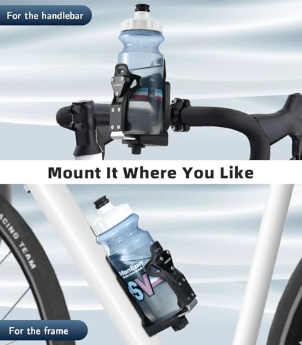 MoKo Bike Water Bottle Holder Adjustable 1.9-3.6 Inch Dark Black