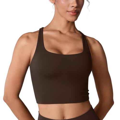 UNISSU Hugcurve Adjustable Racerback Crop Tank Top - Medium Clay Brown