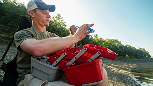 3-Tray Tackle Box with 32 Compartments - Red & Gray, Solid Variation