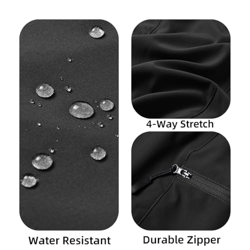 Men's Swim Trunks with Zip Pockets - Black, XX-Large Beach Board Shorts