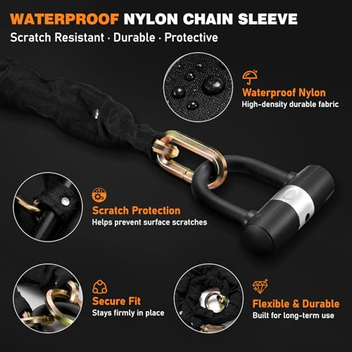 Rose Gold Heavy Duty Motorcycle Chain Lock 10mm Hardened Steel Security Bike Lock with U Lock & 4 Keys - 3.2FT