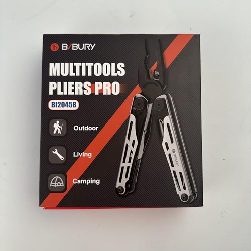BIBURY Multitool Pliers Pro BI2045, Stainless Steel 31-in-1 Multi Tool Pliers with Replaceable Wire Cutters and Saw,Foldable Multitools with Scissors and Screwdriver, Ideal for Camping,Survival,Repair