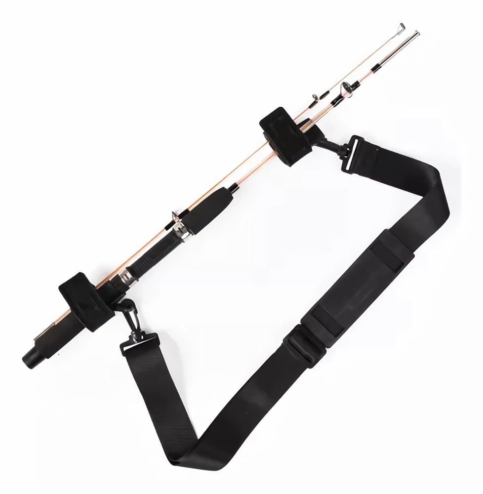 Fishing Rod Carry Strap，Sling Band Adjustable Shoulder Belt Tackle Holder，Nylon (2)