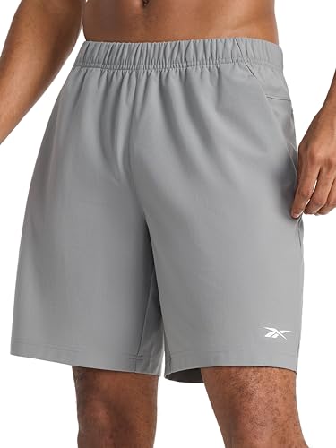 Reebok Men's Jumpstart 8-Inch Shorts - Large Grey, Lightweight Polyester
