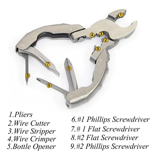 Mini Multifunctional Tool 9 in 1 Multitool Keychain Plier Screwdriver Pocket Tools
